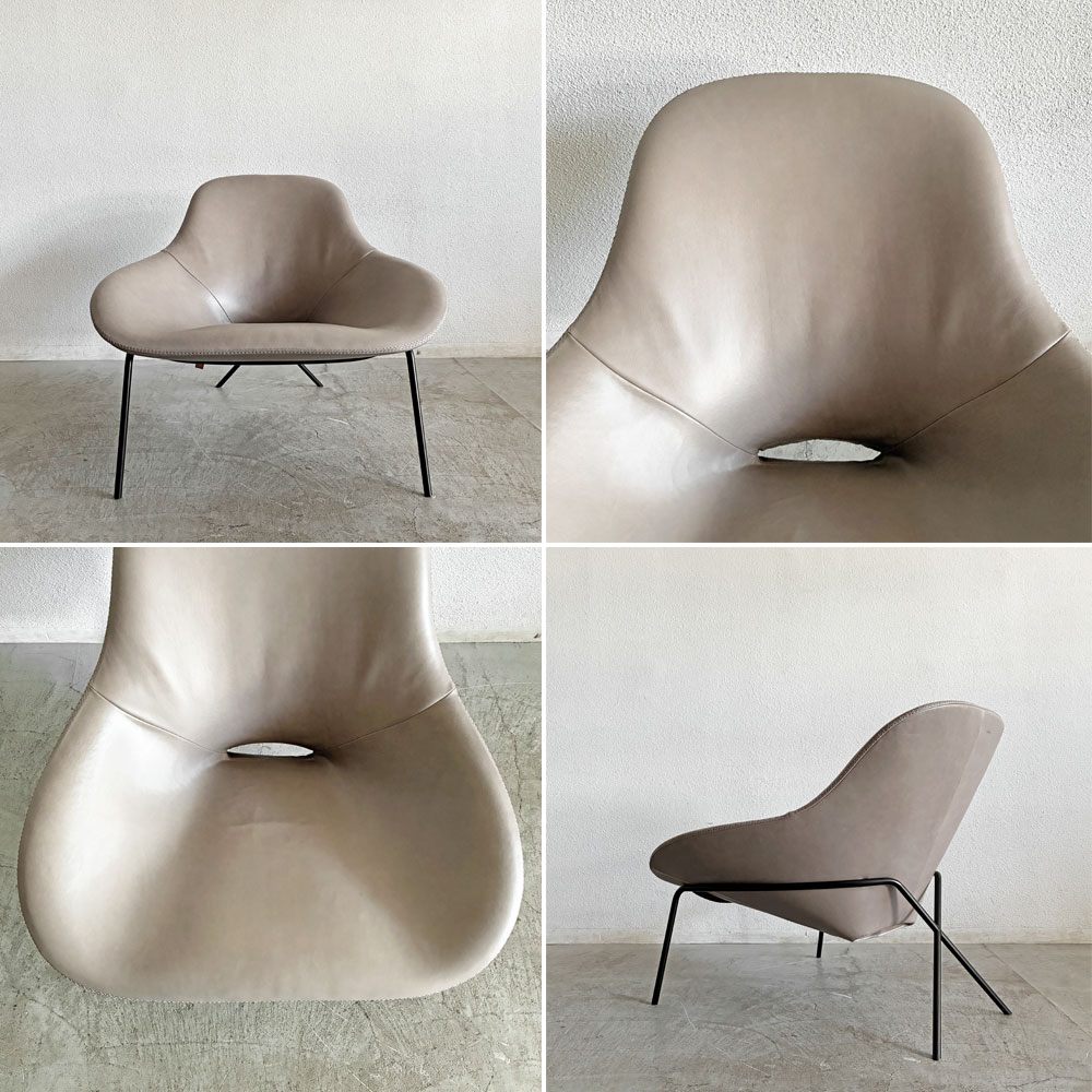 ザ・コンランショップ THE CONRAN SHOP クロスレッグ CROSS LEG ラウンジチェア＆オットマン 本革 グレー系レザー マグナス・ロング イギリス 〓