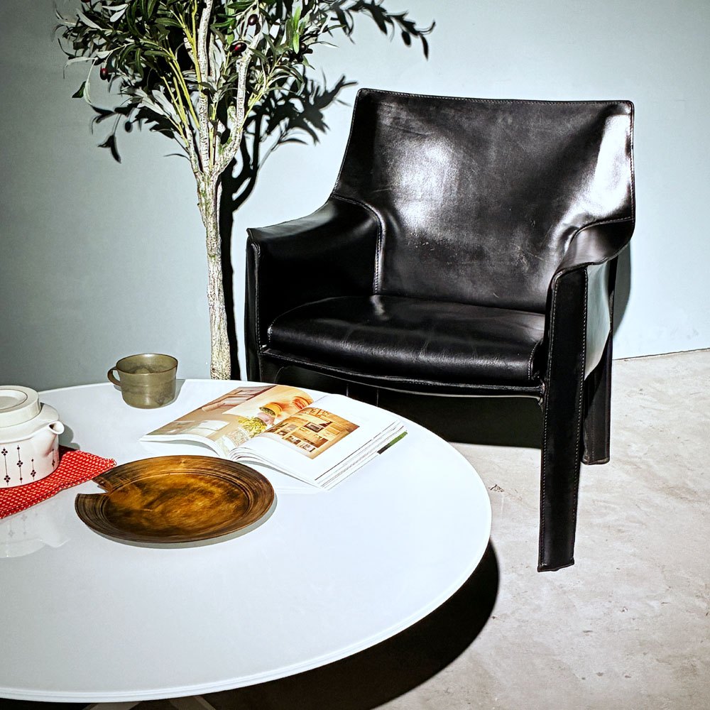 カッシーナ Cassina 414 CAB ラウンジチェア アームチェア 1シーター キャブチェア 本革 マリオ・ベリーニ 参考価格約65万 ◎