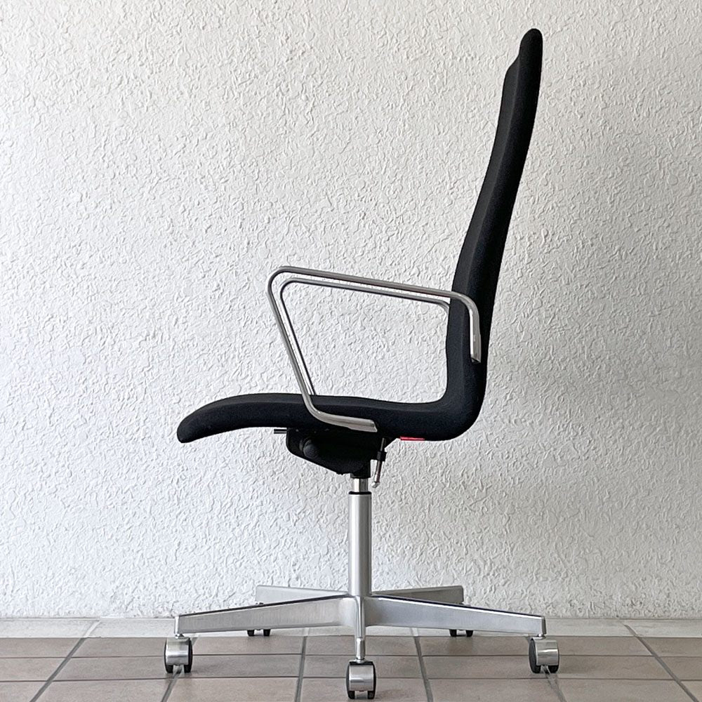 フリッツハンセン Fritz Hansen オックスフォード OXFORD チェア アームチェア ハイバック キャスター 昇降機能 ブラック アルネ・ヤコブセン 2008年製 ◇