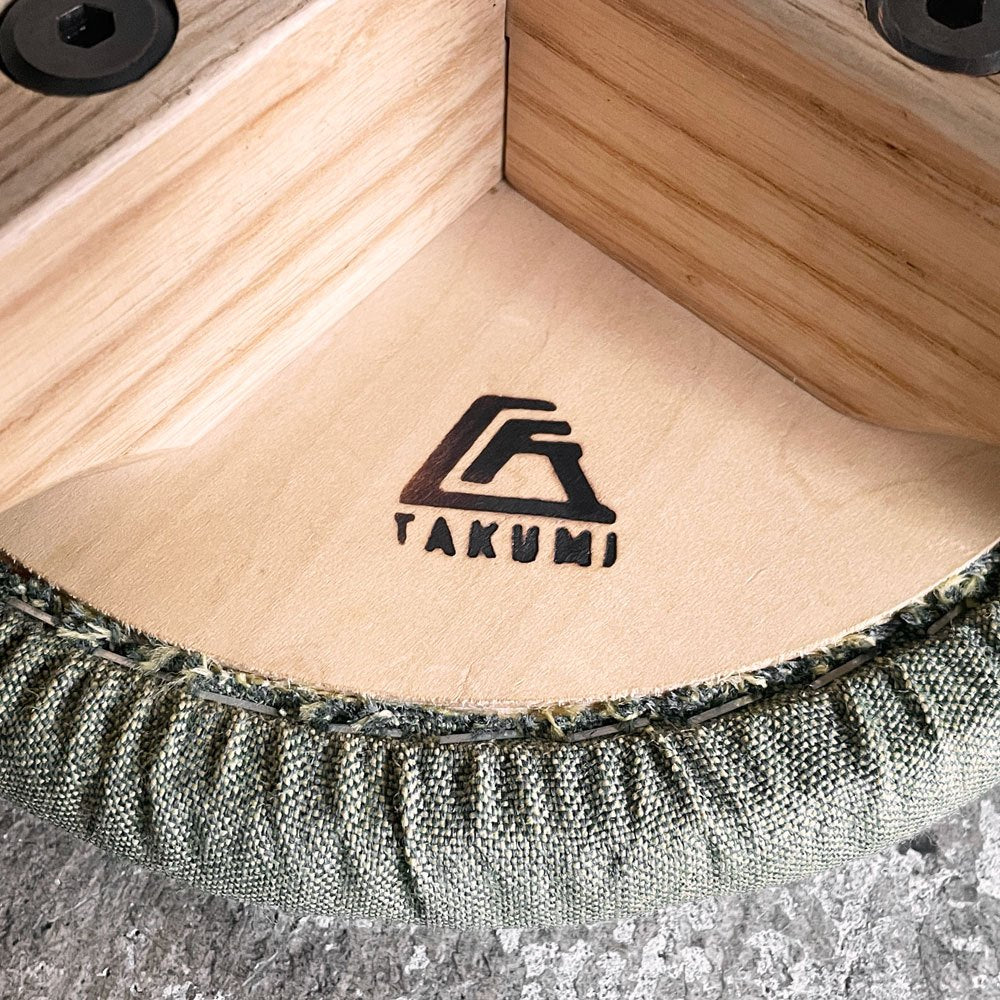 匠工芸 TAKUMI マッシュルーム スツール ハイスツール SSサイズ ホワイトアッシュ材 グリーン 旭川家具 D ■