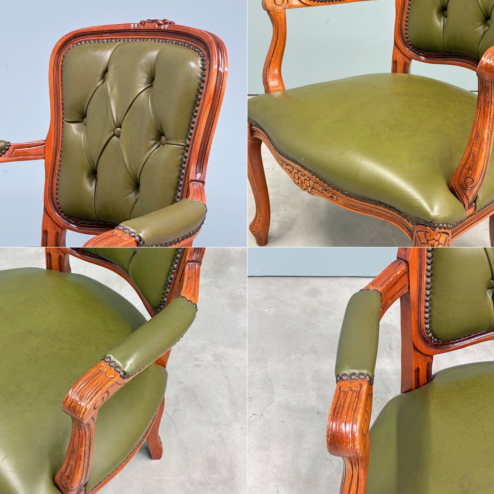 ヨーロピアンクラシカルデザイン European classical design ロココ調 猫脚 アームチェア サロンチェア イタリア製 ◎