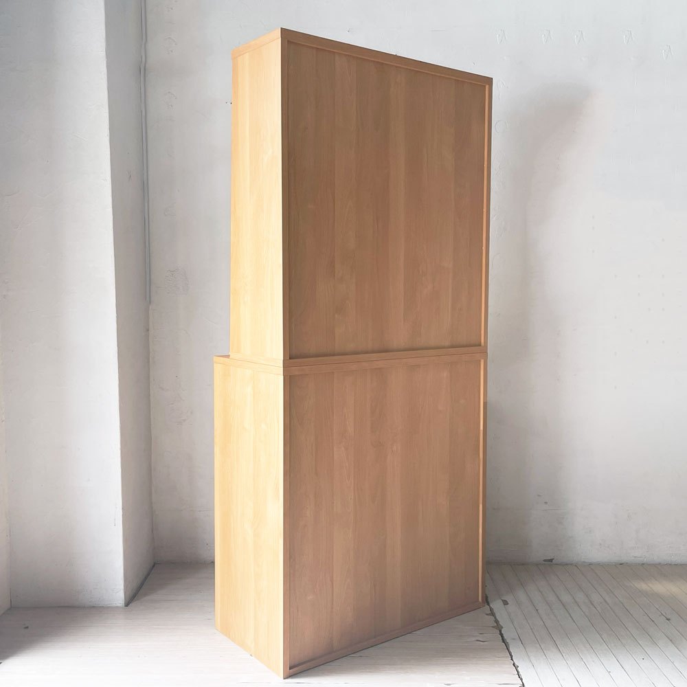 ベルメゾン Belle Maison あたたかみのあるアルダー材のフラップ本棚 上置き付き キャビネット 飾り棚 定価￥84,900- ★