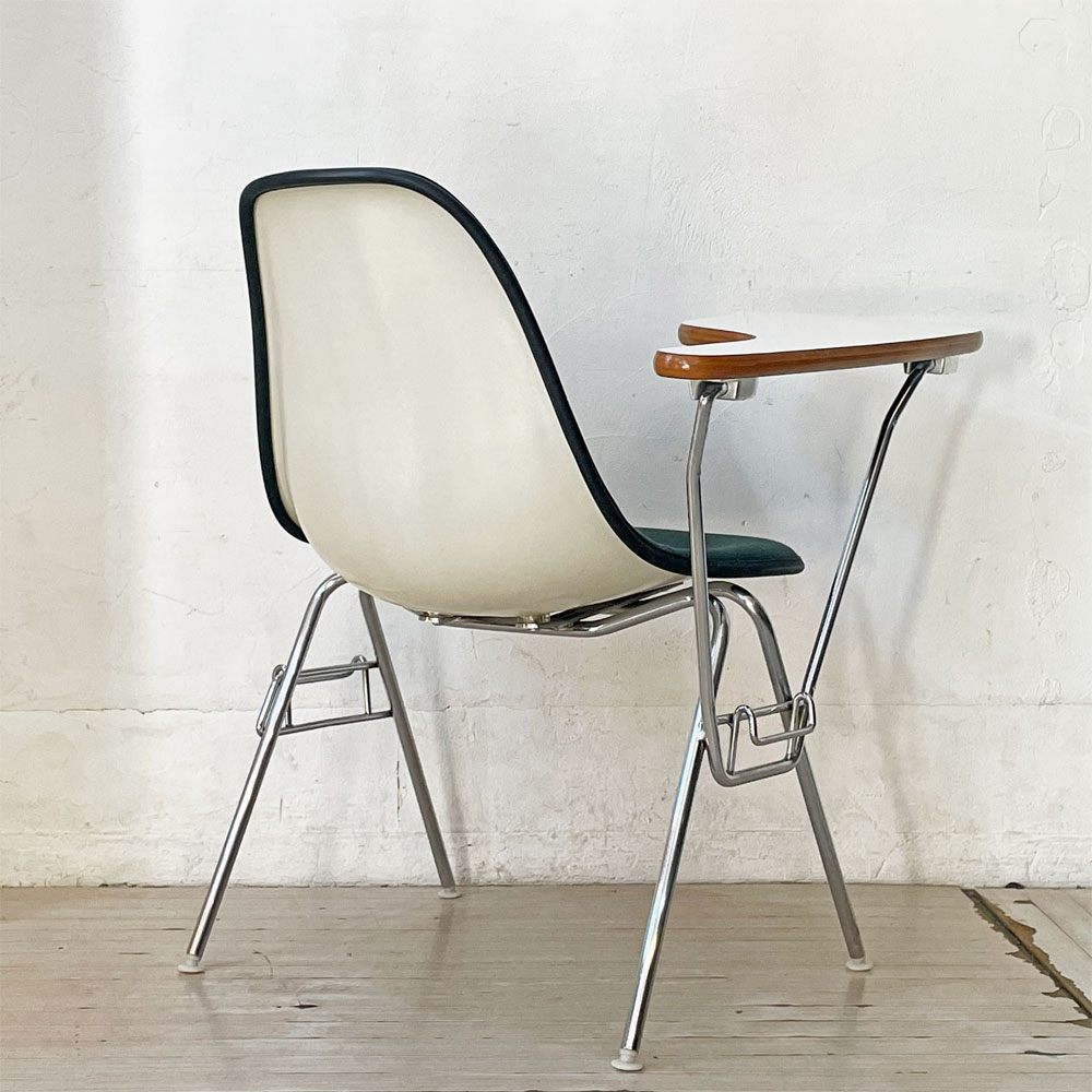 ハーマンミラー Herman Miller サイドシェルチェア セカンド 2nd ビンテージ アプホルスター スクールベース スタッキングベース 肘掛けテーブル付 イームズ ミッドセンチュリー E ★