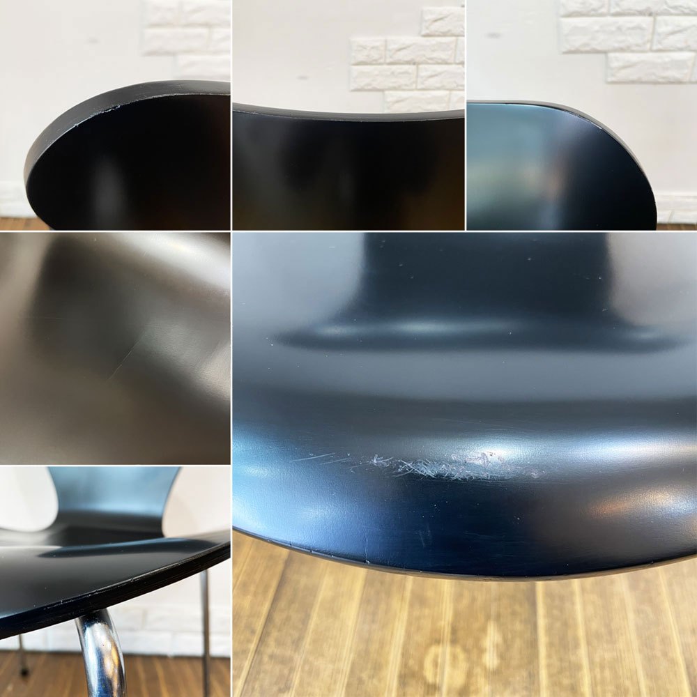 フリッツハンセン Fritz Hansen セブンチェア ダイニングチェア ブラック ラッカー再塗装 アルネ・ヤコブセン デンマーク スタッキングチェア 北欧家具 現状品 ◎