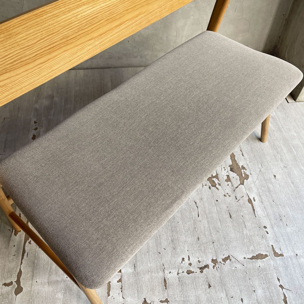 ウニコ unico シグネ SIGNE ダイニングベンチ バックレスト アッシュ材 グレーファブリック W110cm ナチュラル 北欧テイスト ♪