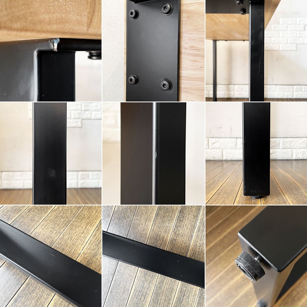 かなでもの KANADEMONO ザ・テーブル THE TABLE Black Steel Rectangle コンパクトデスク W100cm ラバーウッド ナチュラル 配線スリット付 定価￥42,000- ◎