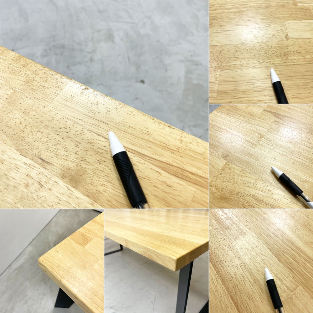 かなでもの KANADEMONO ザ・テーブル THE TABLE デスク ラバーウッド材 Slash_Square脚 ブラックスチール脚 W170 x D80cm ●