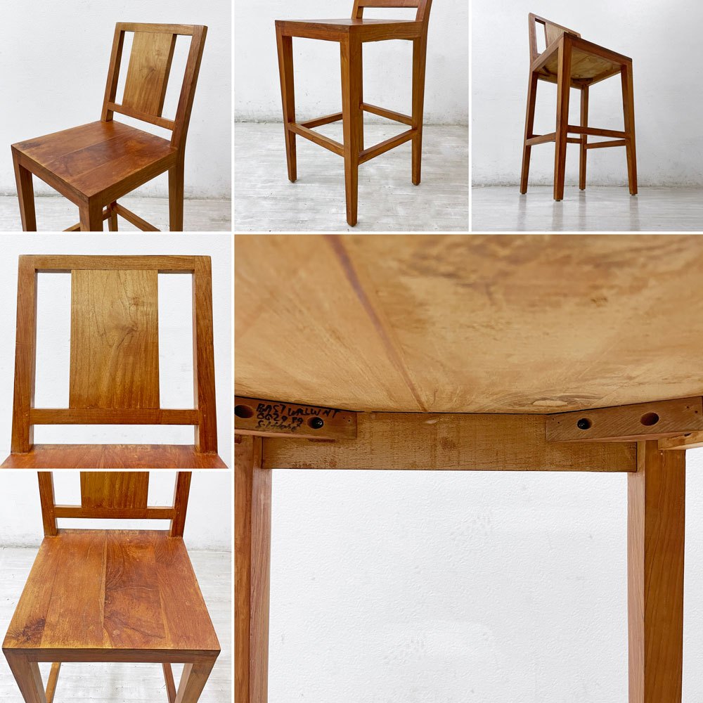 チーク 無垢材 teak wood ハイチェア カウンターチェア OLD JAVA アジアン スタイル B ●