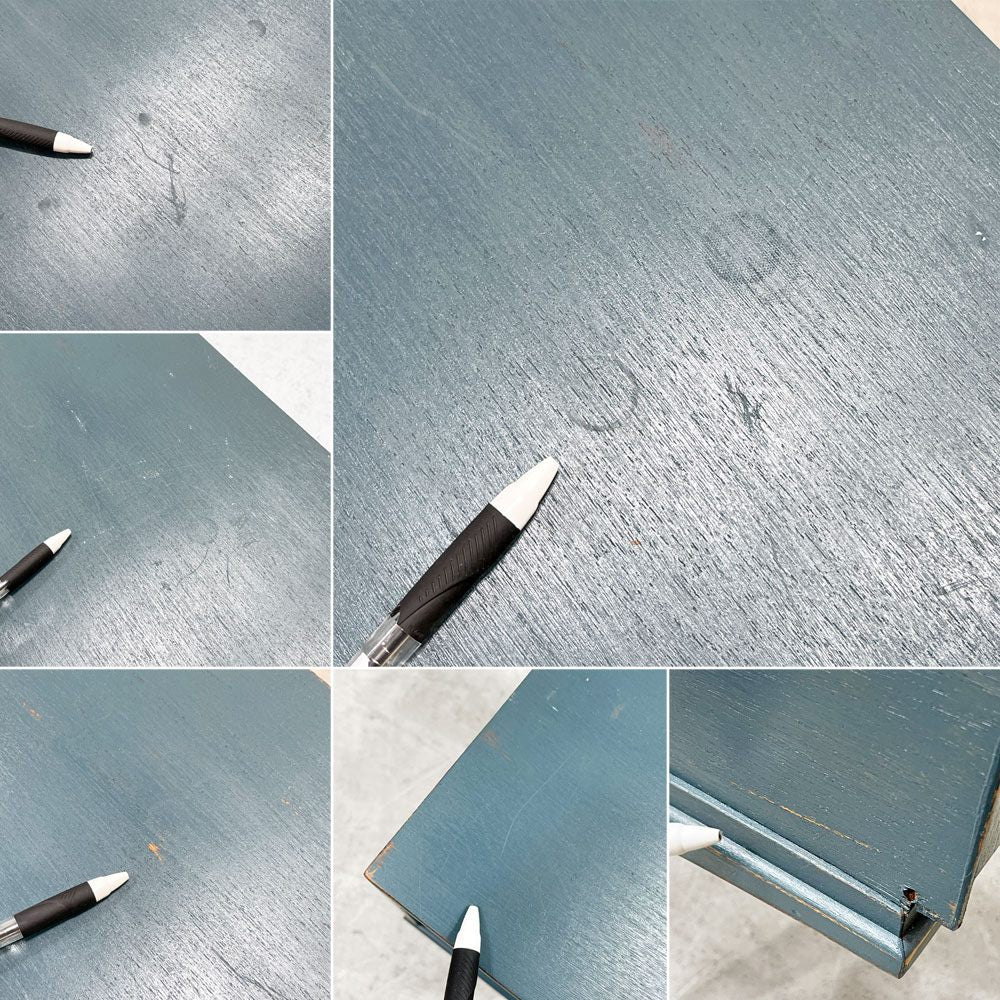 北欧ビンテージ Scandinavian vintage チーク材 ペインテッド 両袖デスク 5ドロワー テーパードレッグ W141cm 北欧家具 ●