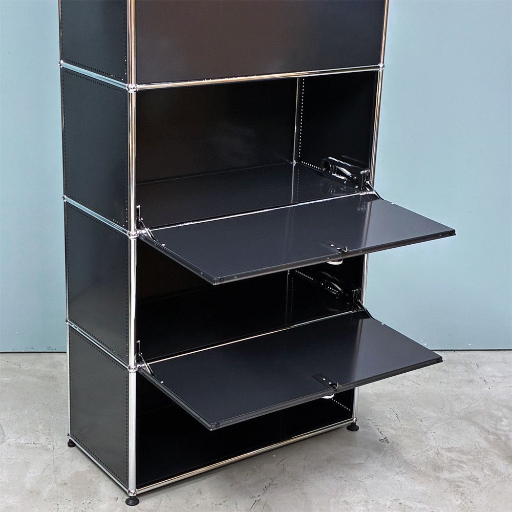ユーエスエムハラー USMハラー USM Haller キャビネット シェルフ 1列5段 グラファイトブラック ドロップダウンドア フリップアップドア 鍵付き モダン スイス ◎