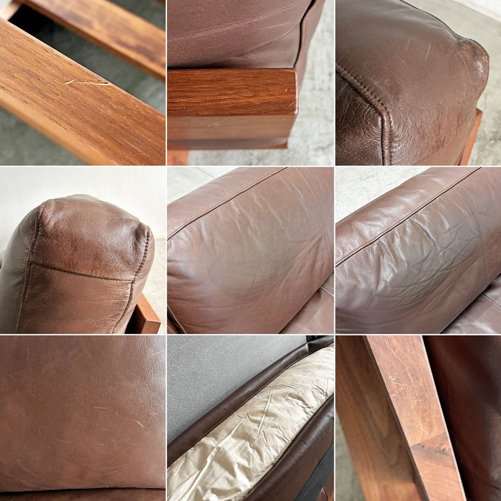 マスターウォール MASTERWAL モノ MONO SOFA 3シーターソファ 3人掛け W180cm ウォールナット無垢材 本革 ブラウンレザー 伊藤浩平 参考価格￥627,000- 〓