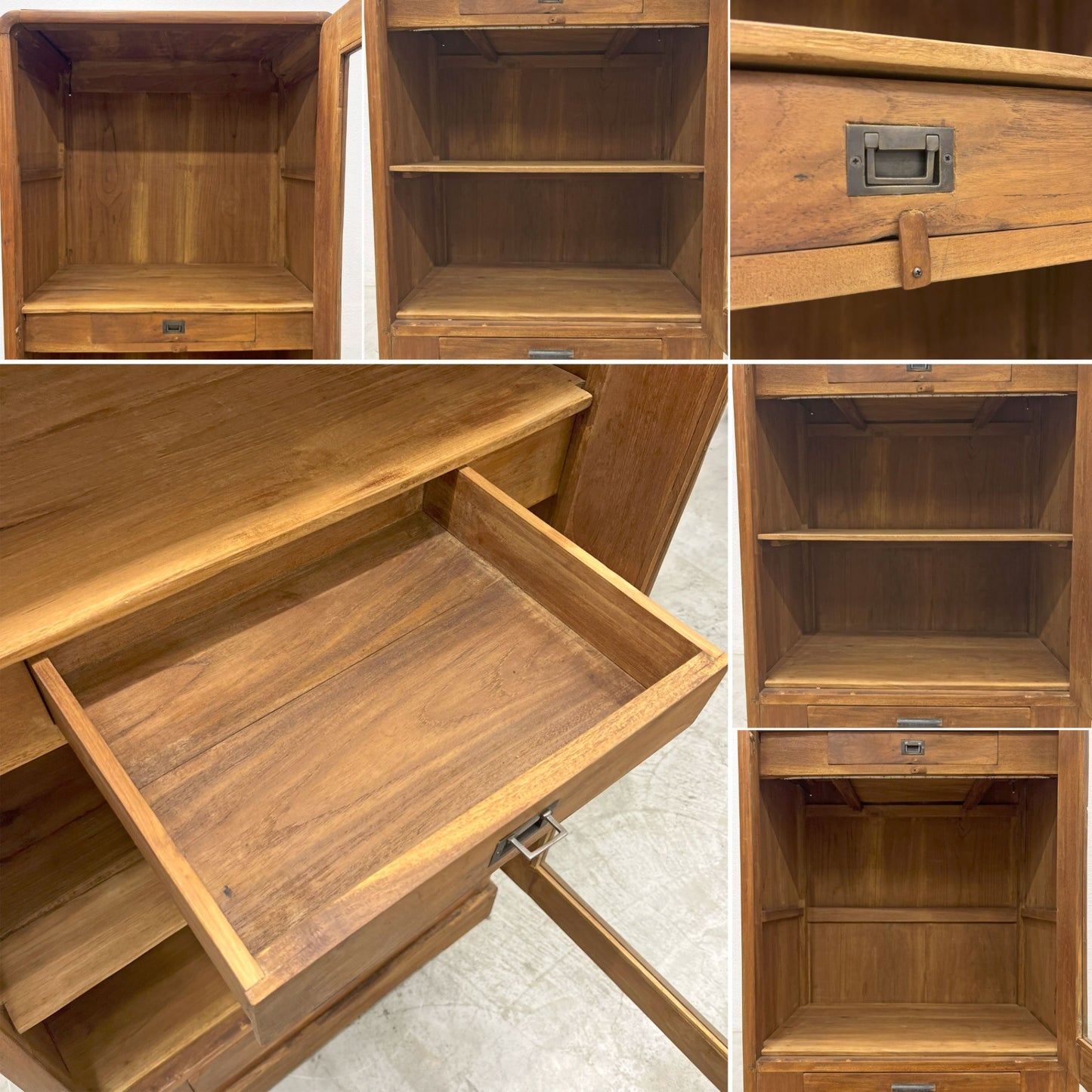 オールドメゾン old maison ガラスキャビネット 2ドロワー 収納棚 W81cm 後付けLED照明 ディスプレイ 店舗什器 ビンテージデザイン 〓