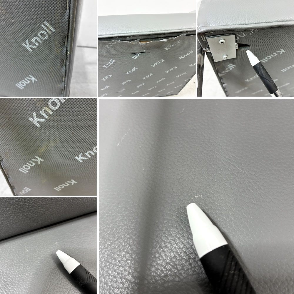 ノル ノール Knoll ブルーノ brno アームチェア チューブラー 合皮レザー グレー系カラー ミースファンデルローエ カンチレバー ●