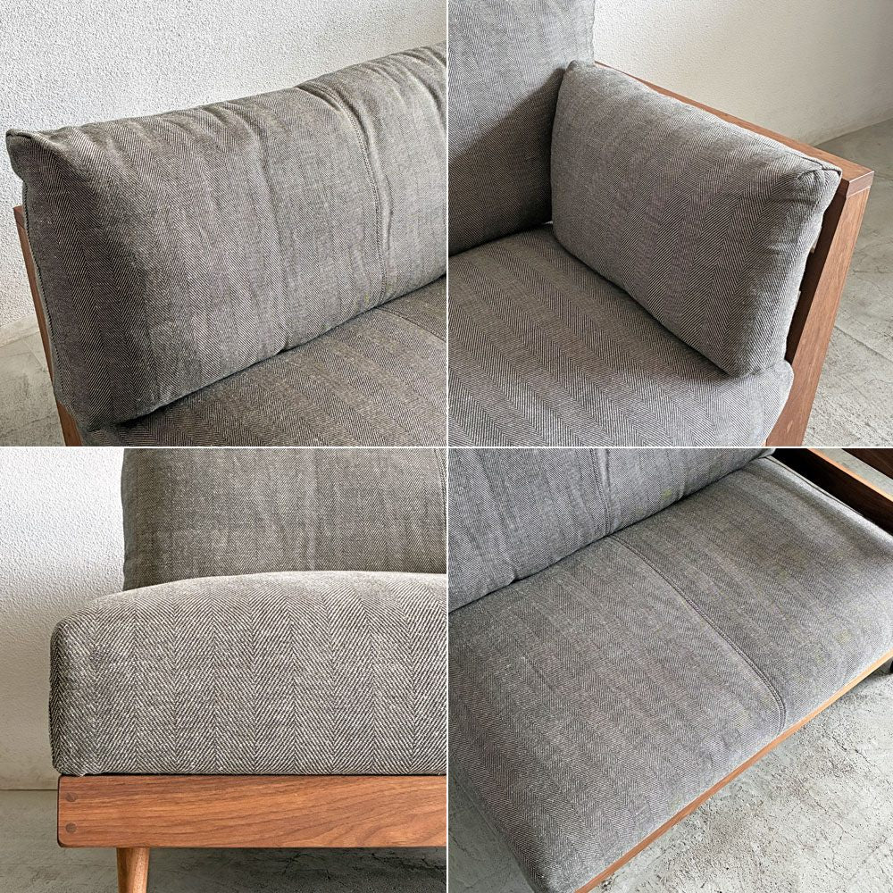 マスターウォール MASTERWAL ヘヴン HEAVEN 950 SOFA ワンアーム1シーター130 ソファ 片アーム ファブリックシート ウォールナット無垢材 フルカバーリング アカセ木工 展示品 〓