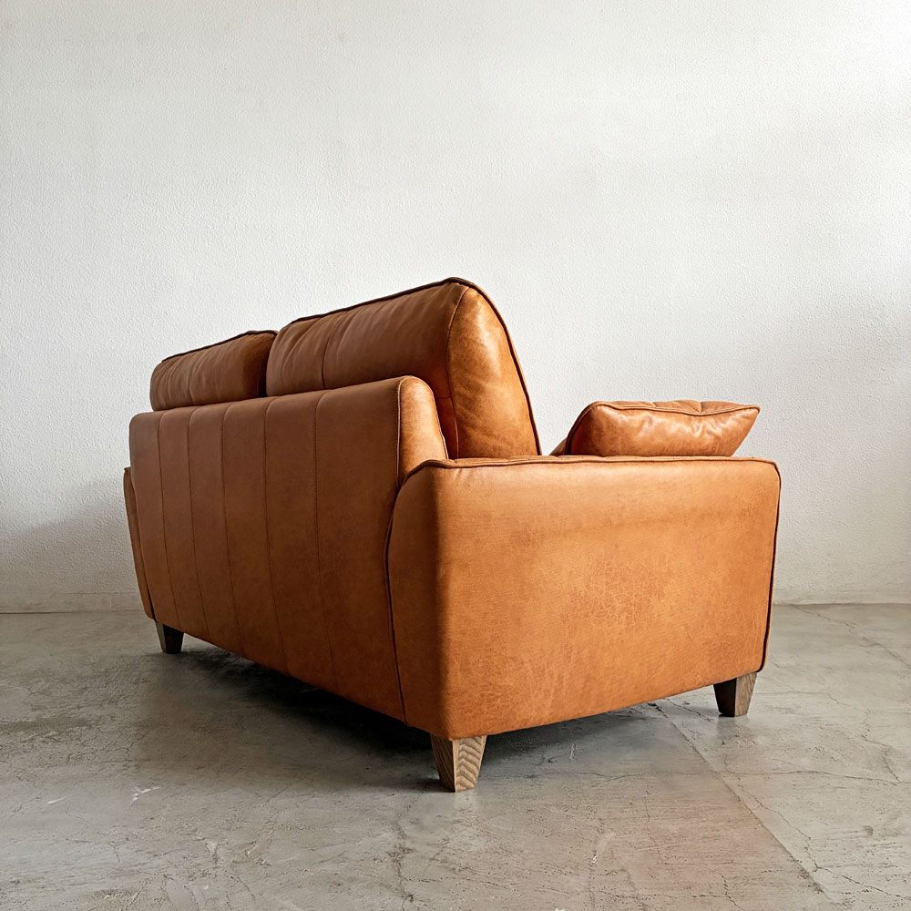 リラックスフォーム RELAX FORM コロンバス COLUMBUS Ⅱ 2人掛けソファ W164cm レザーテックス キャメル 木脚 関家具 定価￥162,800- 〓