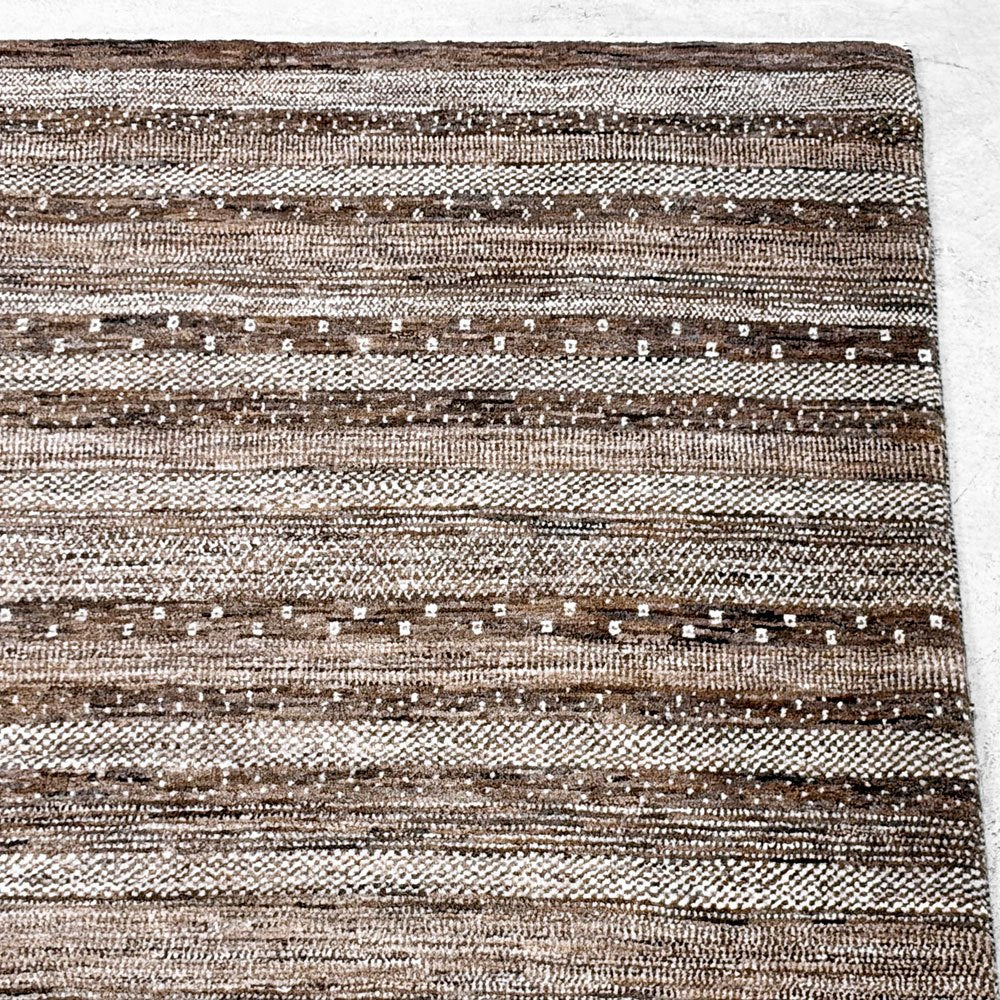 ゾランヴァリ ZOLLANVARI ペルシャ ギャッベ ラグ カーペット ボーダー柄 ブラウン系 205x158cm ●
