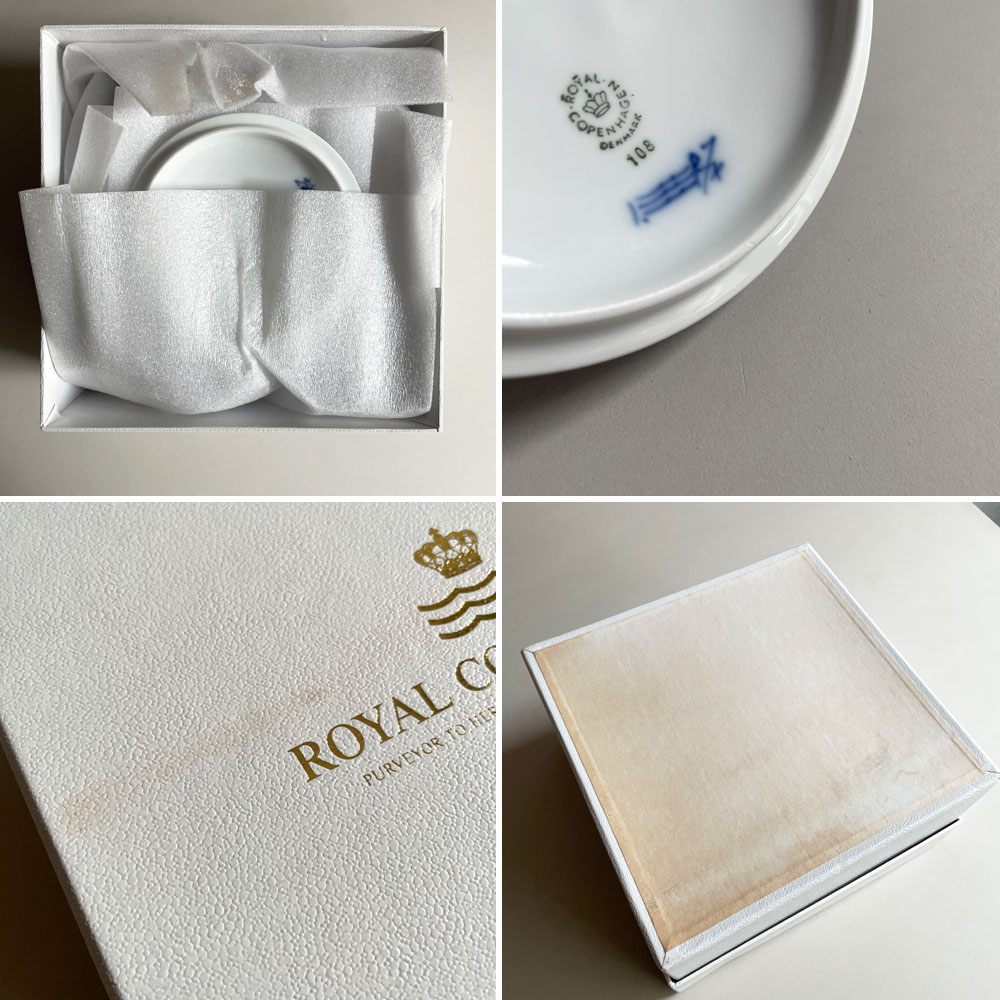 ロイヤルコペンハーゲン ROYAL COPENHAGEN ブルーフルーテッド ハーフレース スープカップ&ソーサー 陶器 北欧食器 廃番 箱付き 未使用 B ♪