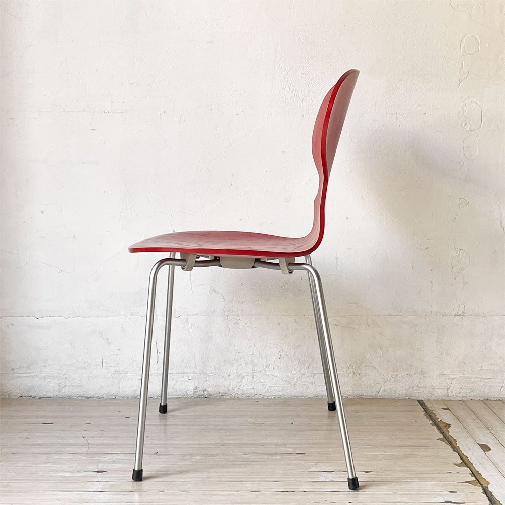 フリッツハンセン Fritz Hansen アントチェア アリンコチェア 4本脚 カラードアッシュ レッド アルネ・ヤコブセン デンマーク 北欧家具 ★