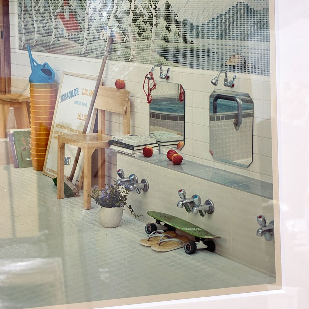 横浪修 写真作品 カリモク木製フレーム 額装品 銭湯 壁掛け 美品 ◎