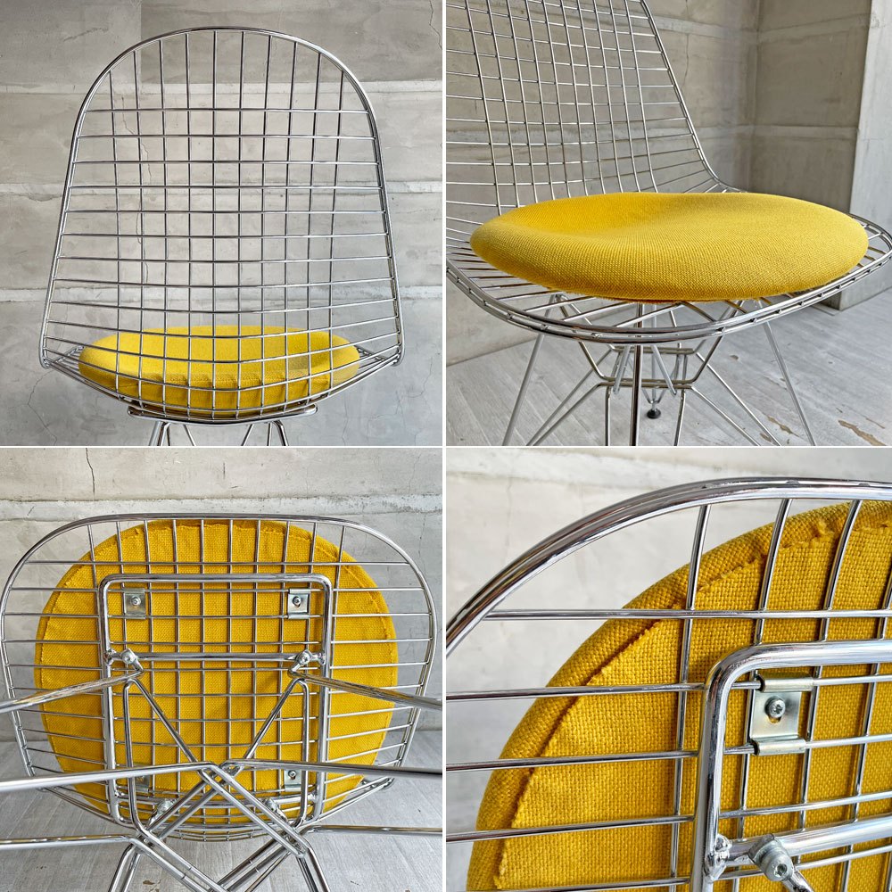 ヴィトラ vitra ワイヤーチェア Eames Wire Chair DKR5 エッフェルベース シートパッド付 イエローカラー C&R イームズ ミッドセンチュリー ♪