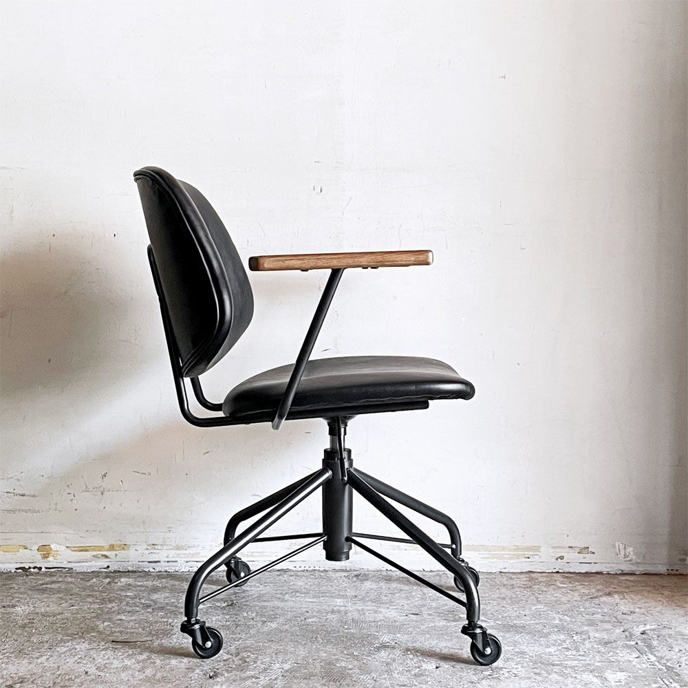 クラッシュゲート CRASHGATE ノットアンティークス Knot Antiques アボック ABOCK デスクチェア ブラック オーク材 肘付き 展示美品 ■