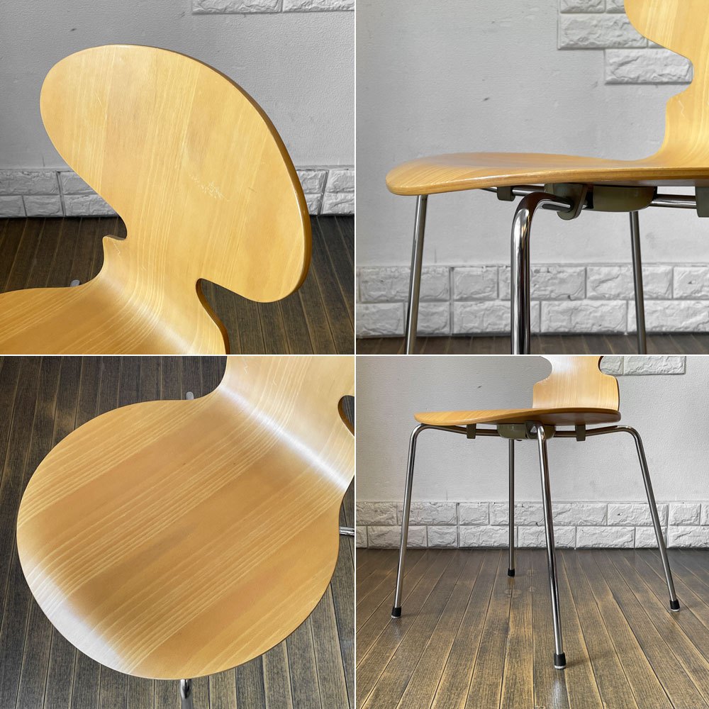 フリッツハンセン Fritz Hansen 3101 アリンコチェア アントチェア 4本脚 ナチュラルビーチ ラッカー仕上げ フェルトグライズ アルネ・ヤコブセン B ◎