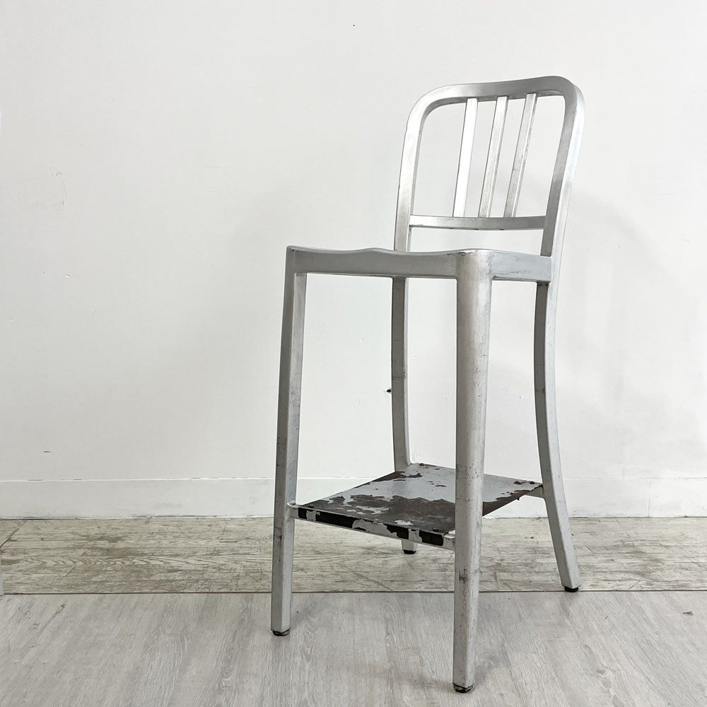ネイビーバースツール Navy BarStool カウンターチェア リプロダクト アルミニウム インダストリアル デザイン H100cm B ●