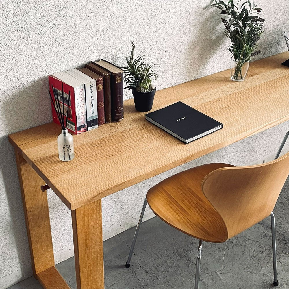 飛騨産業 HIDA ソフィオ SOFFIO ロングデスク W200cm D46cm レッドオーク無垢材 ワークデスク コンソールテーブル 国産家具 〓