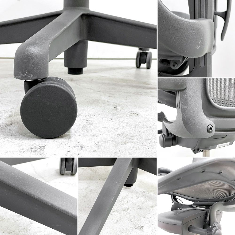 ハーマンミラー Herman Miller アーロンチェア デスクチェア リマスタード ライト Bサイズ グラファイトベース ビル・スタンフ ＆ ドン・チャドウィック ポスチャーフィット B ●