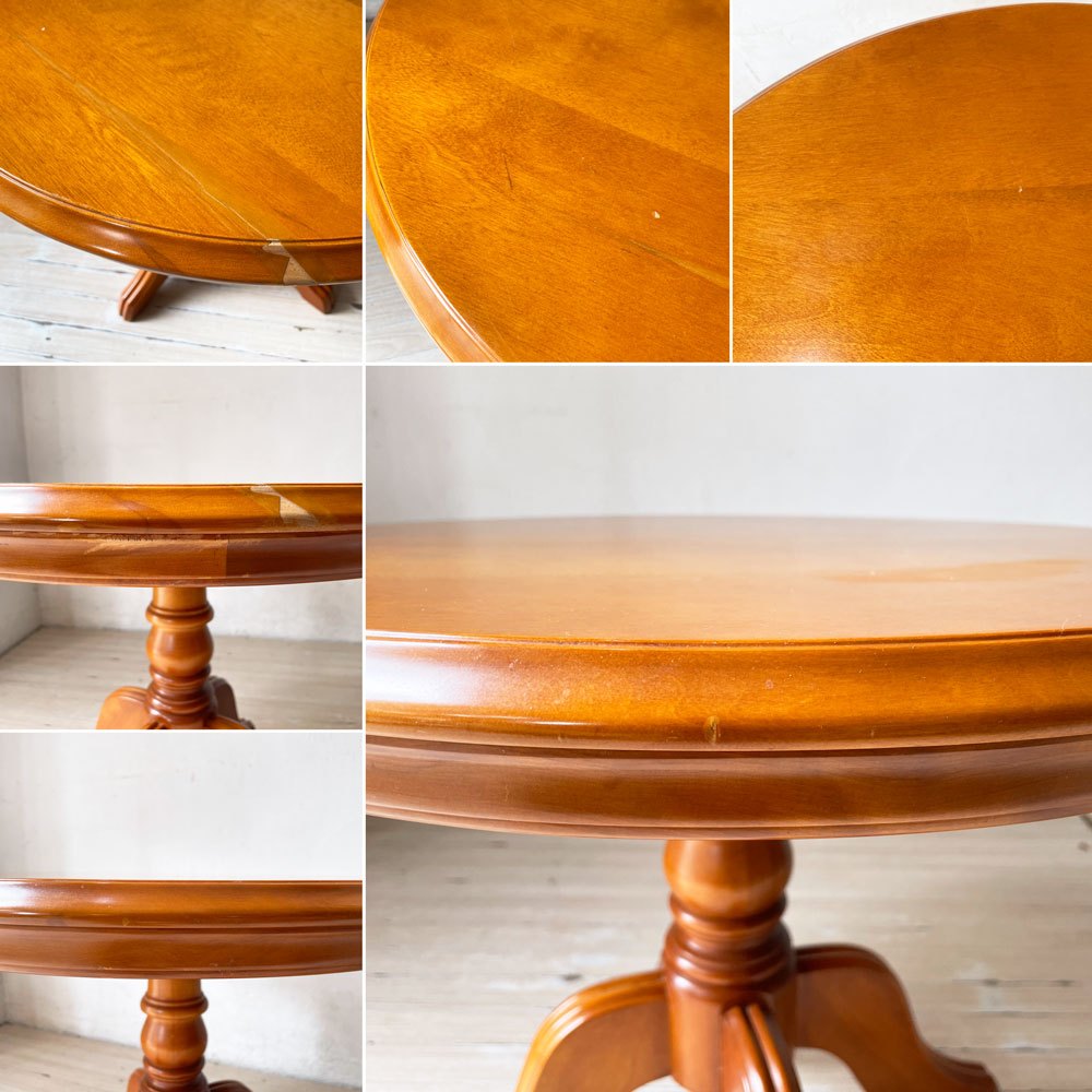 横浜ダニエル Daniel レオナ Leona ラウンド サイドテーブル Φ60cm 樺桜材 クラシカル アーリーアメリカン ★