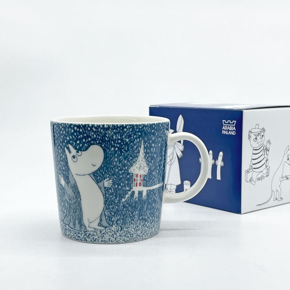 アラビア ARABIA ムーミンマグ MOOMIN ライトスノーフォール シール付 2018年冬限定 フィンランド 北欧食器 箱付き ●