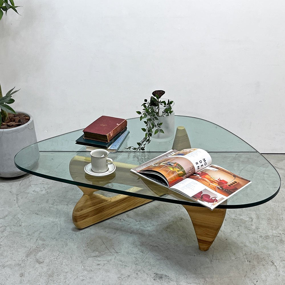 イサムノグチ Isamu Noguchi コーヒーテーブル Coffee Table ガラス天板 厚19mm リプロダクト品 デザイナーズ家具 名作 ●