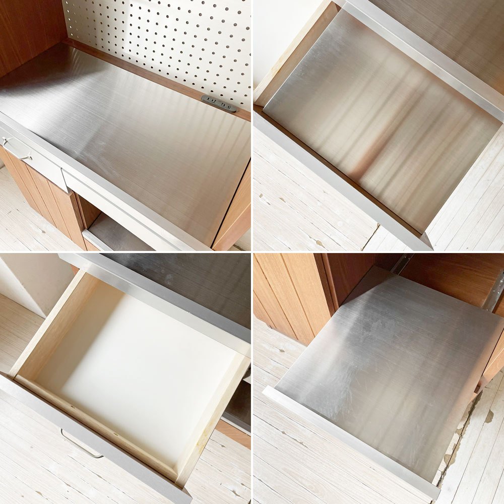 ウニコ unico ストラーダ STRADA キッチンボード レンジボード 食器棚 アッシュ材 W80cm オープンタイプ 廃番品 ★