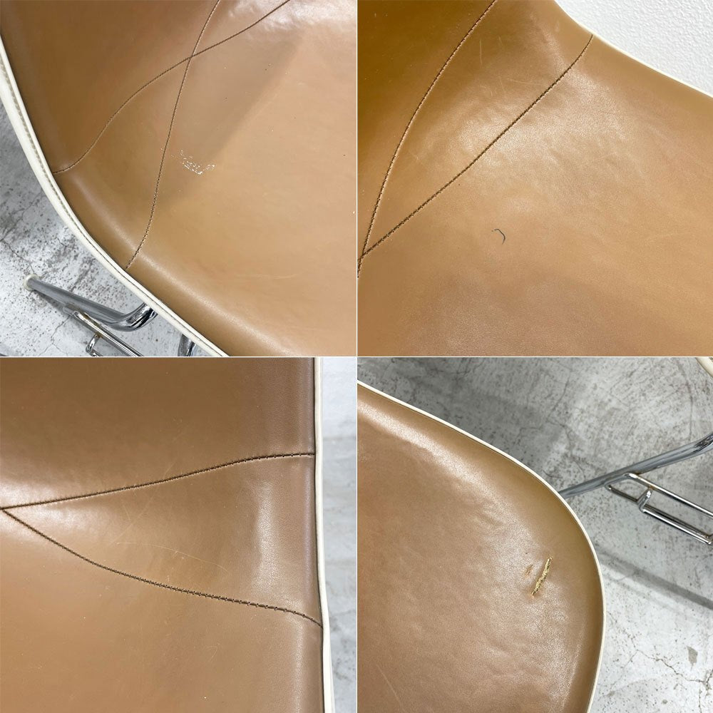 ハーマンミラー Herman Miller ビンテージ サイドシェルチェア 台車付6脚セット サード 3rd FRP PVCレザー スタッキングベース イームズ 〓