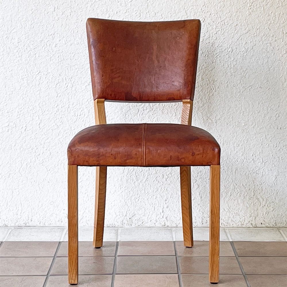 トラックファニチャー TRUCK FURNITURE エスアールチェア SR CHAIR ダイニングチェア ナラ無垢材 本革 ビンテージスタイル A ◇