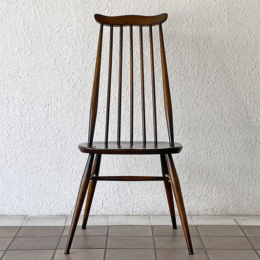 アーコール Ercol ゴールドスミス ダイニングチェア コロニアル ハイバック エルム材 ダークブラウン ブルーラベル UKビンテージ 英国 ◇