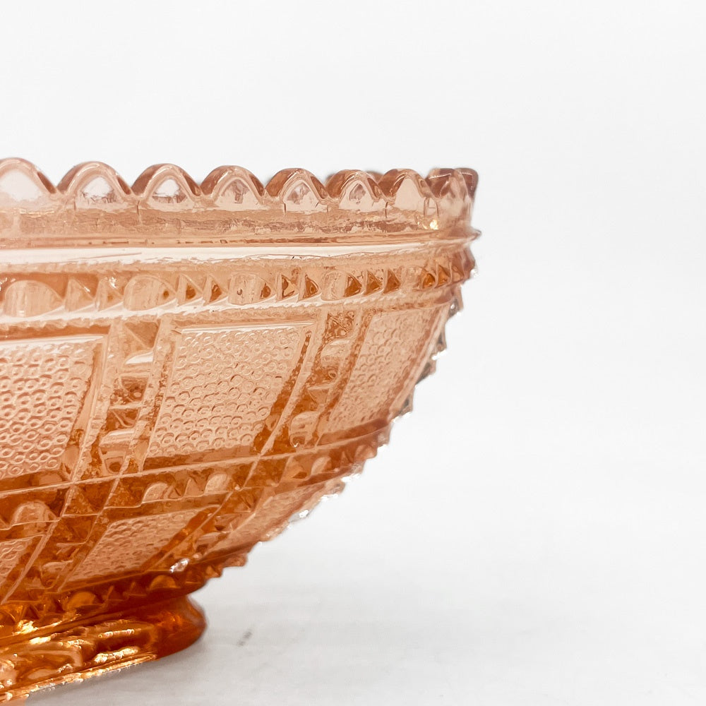 インペリアルグラス Imperial Glass ビーデッドブロック Beaded Block ボウル ピンク USビンテージ ●