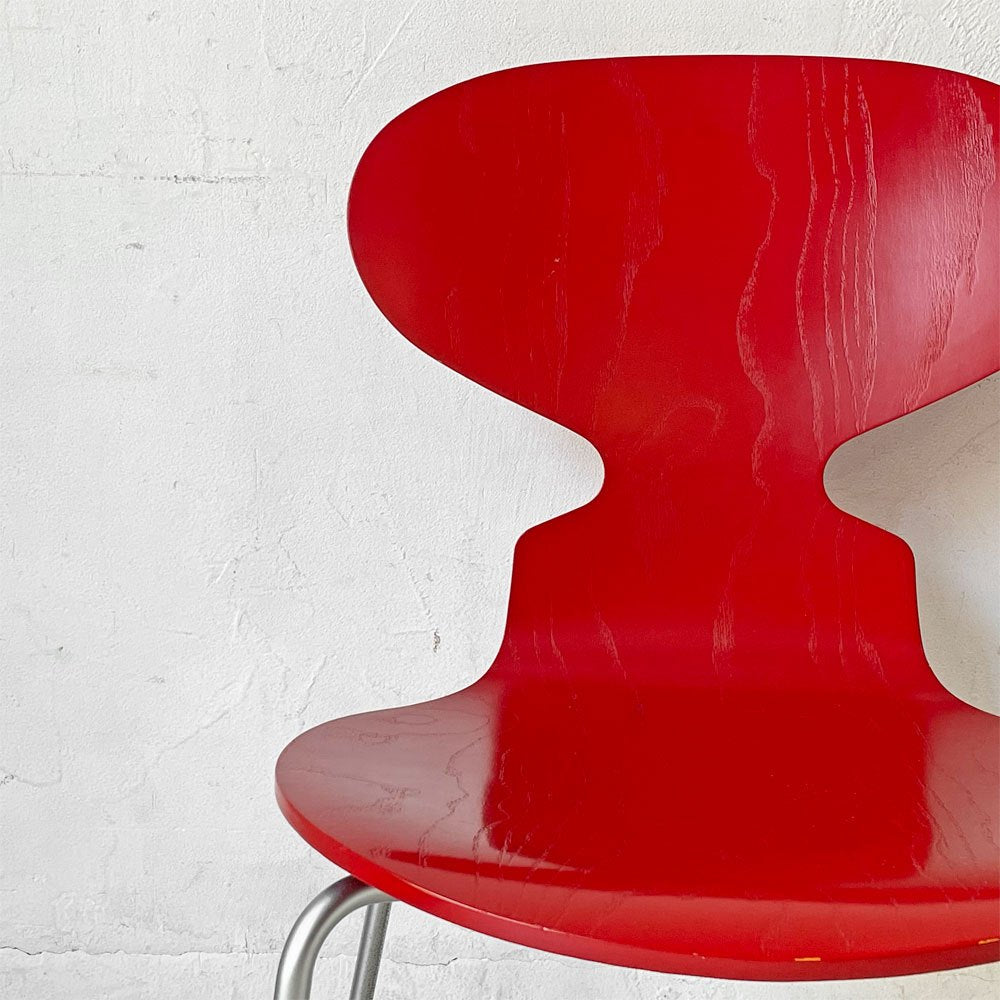 フリッツハンセン Fritz Hansen アントチェア アリンコチェア 4本脚 カラードアッシュ レッド アルネ・ヤコブセン デンマーク 北欧家具 ★