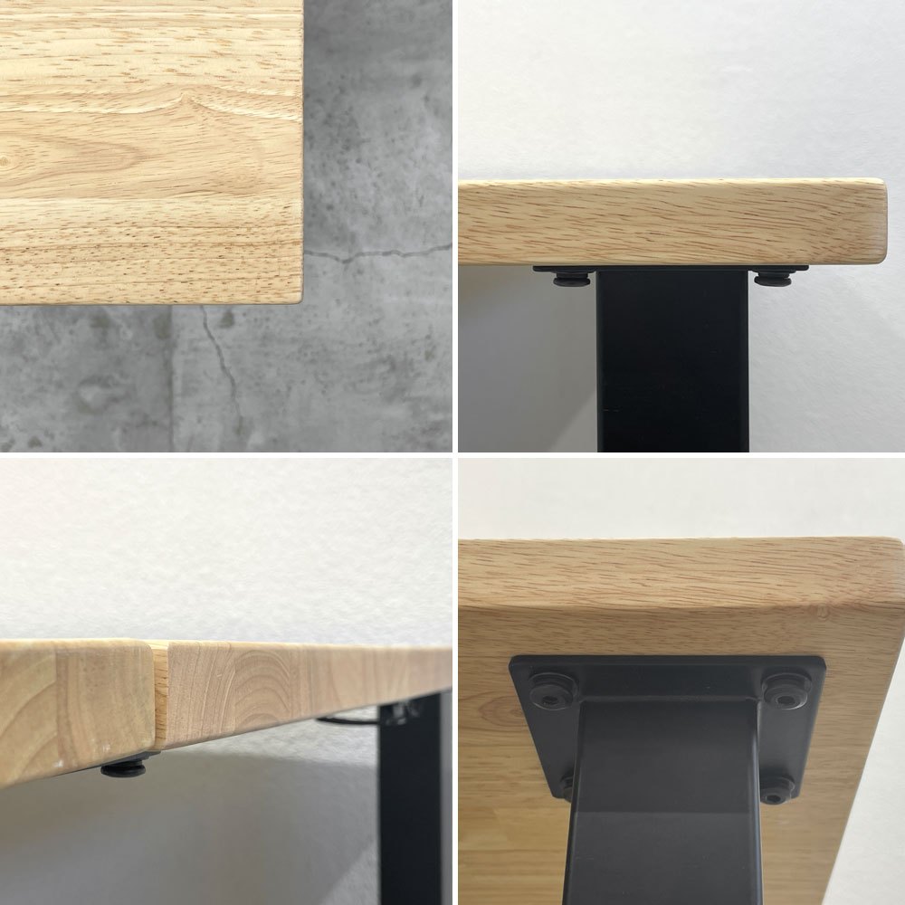 かなでもの KANADEMONO ザ・テーブル THE TABLE デスク ラバーウッド W180 x D120cm シンプルトレイ付き ブラックスチール 〓