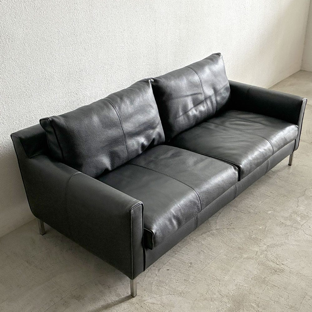 アイラーセン eilersen ストリームライン STREAMLINE 2.5シーターソファ 本革 レザーソファ ブラック W190cm デンマーク 定価99万円以上 〓