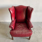 ポッタリーバーン Pottery Barn ウイングバックソファ 1人掛け ラウンジチェア 本革 ワインレッド USビンテージ 〓
