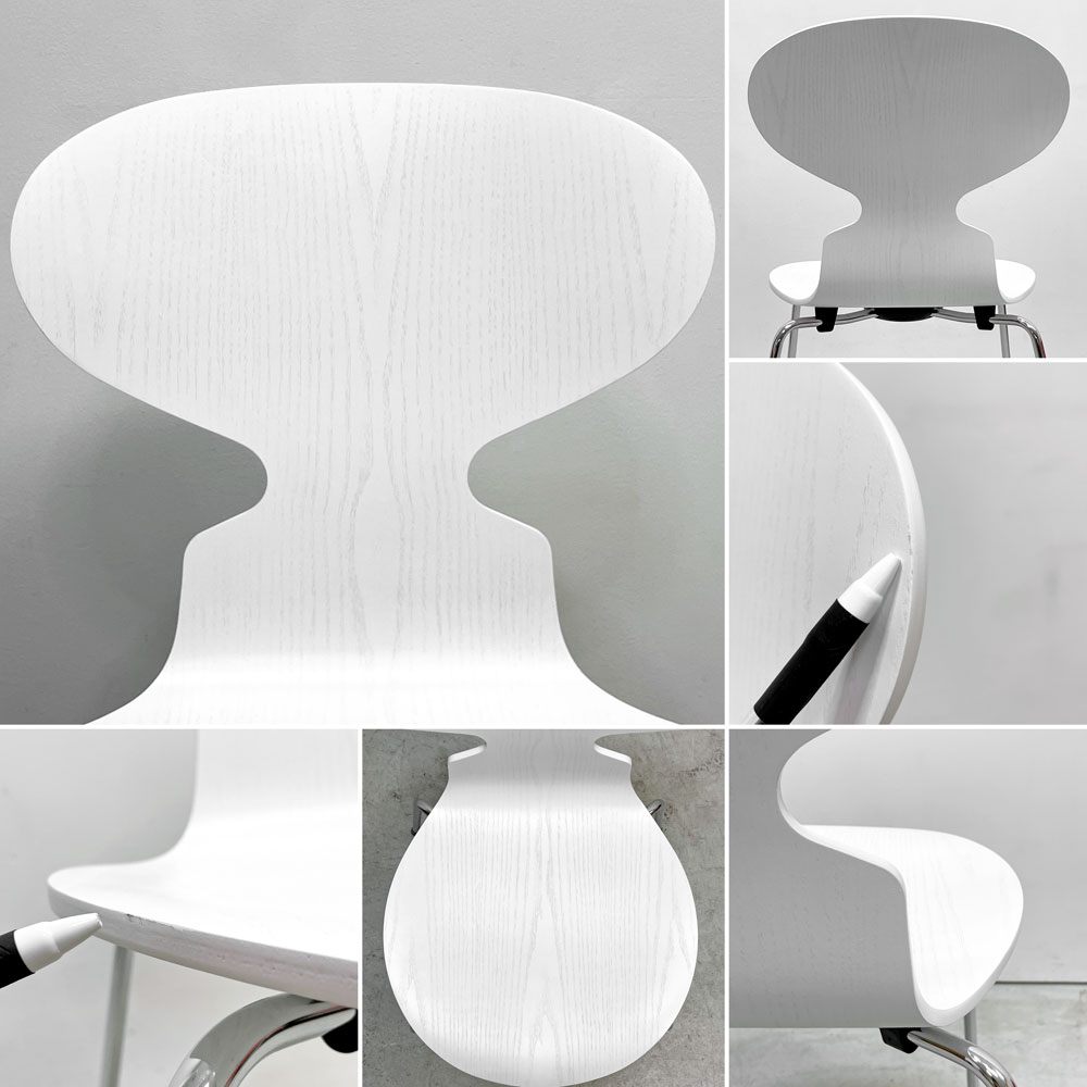 フリッツハンセン Fritz Hansen アントチェア 4本脚 カラード アッシュ ホワイト アルネ・ヤコブセン 北欧家具 ●