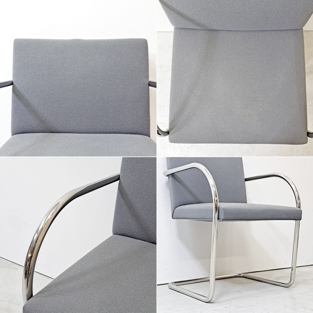 ノル knoll ブルーノ アームチェア チューブラー Brno Arm Chair Tubular ミースファンデルローエ カンチレバー グレー ファブリック ●
