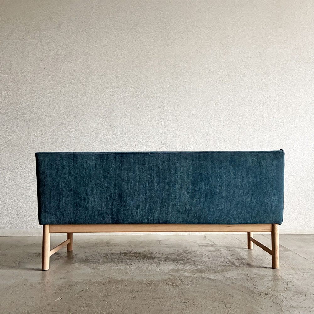 アクタス ACTUS タイム THYME ソファベンチ 3シーター ファブリック カバーリング ブルー系 オーク材 W150cm 定価￥117,700-以上 〓