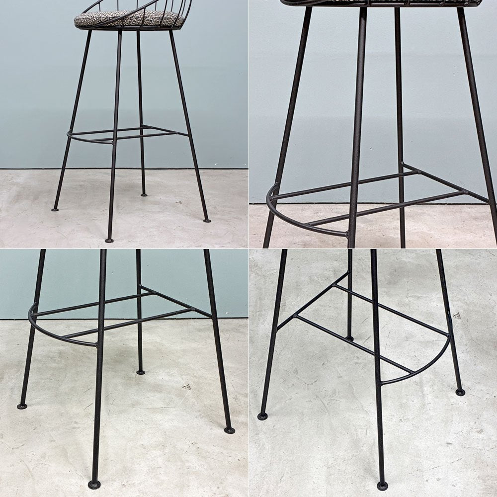 杉山製作所 フープ HOOP カウンターチェア アイアン ファブリック haNV ネイビー生地 SH78cm モダンデザイン ◎