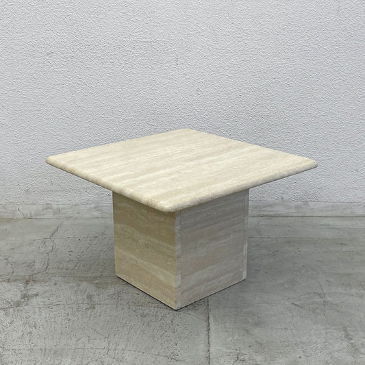 ビンテージ トラバーチン Travertine 大理石 マーブルストーン サイドテーブル Side table Lサイズ イタリア製 〓