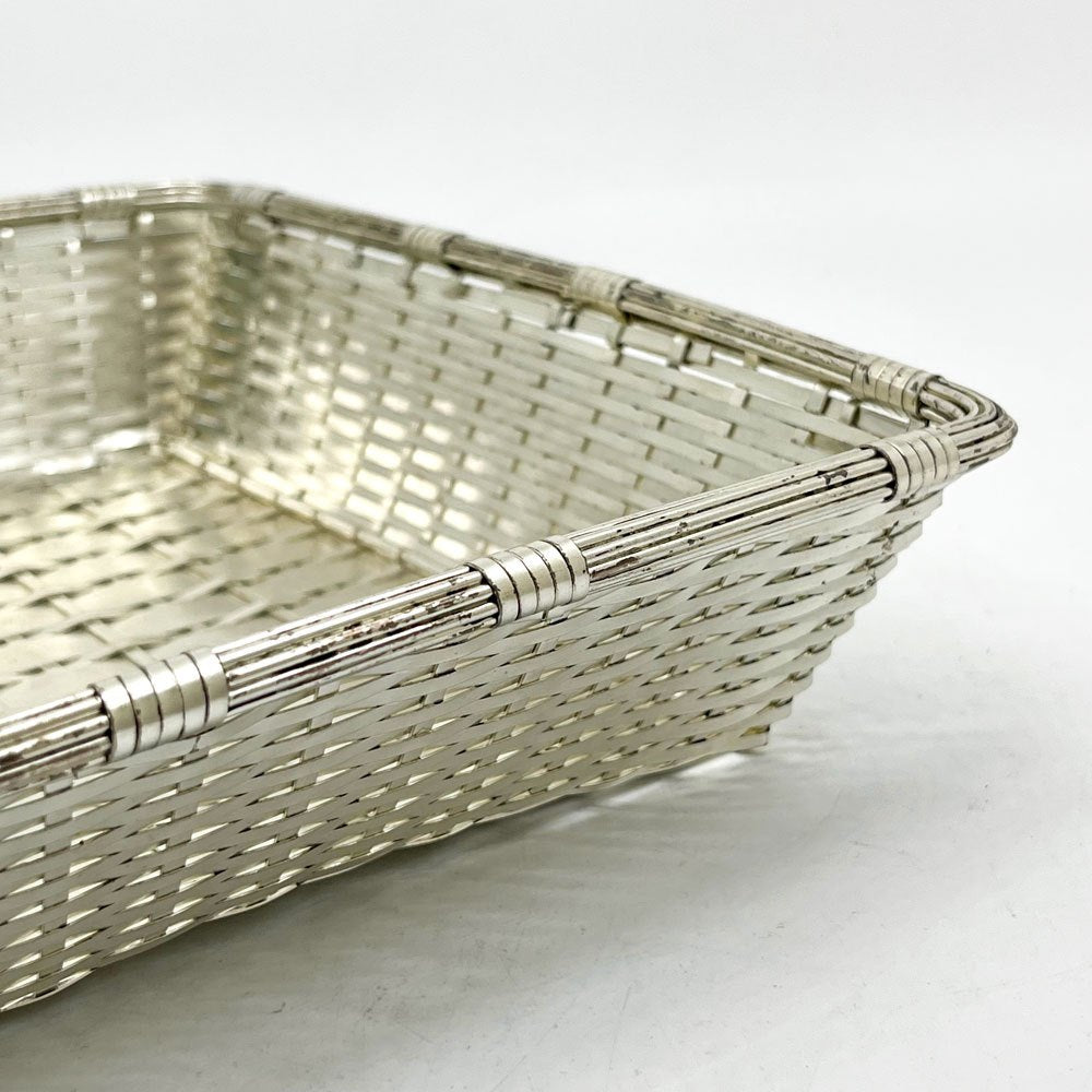 クリストフル CHRISTOFLE コレクション ガリア COLLECTION GALLIA ブレッド バスケット Bread Basket スクエア 編み込み シルバー 銀メッキ W23.5cm フランス B ●