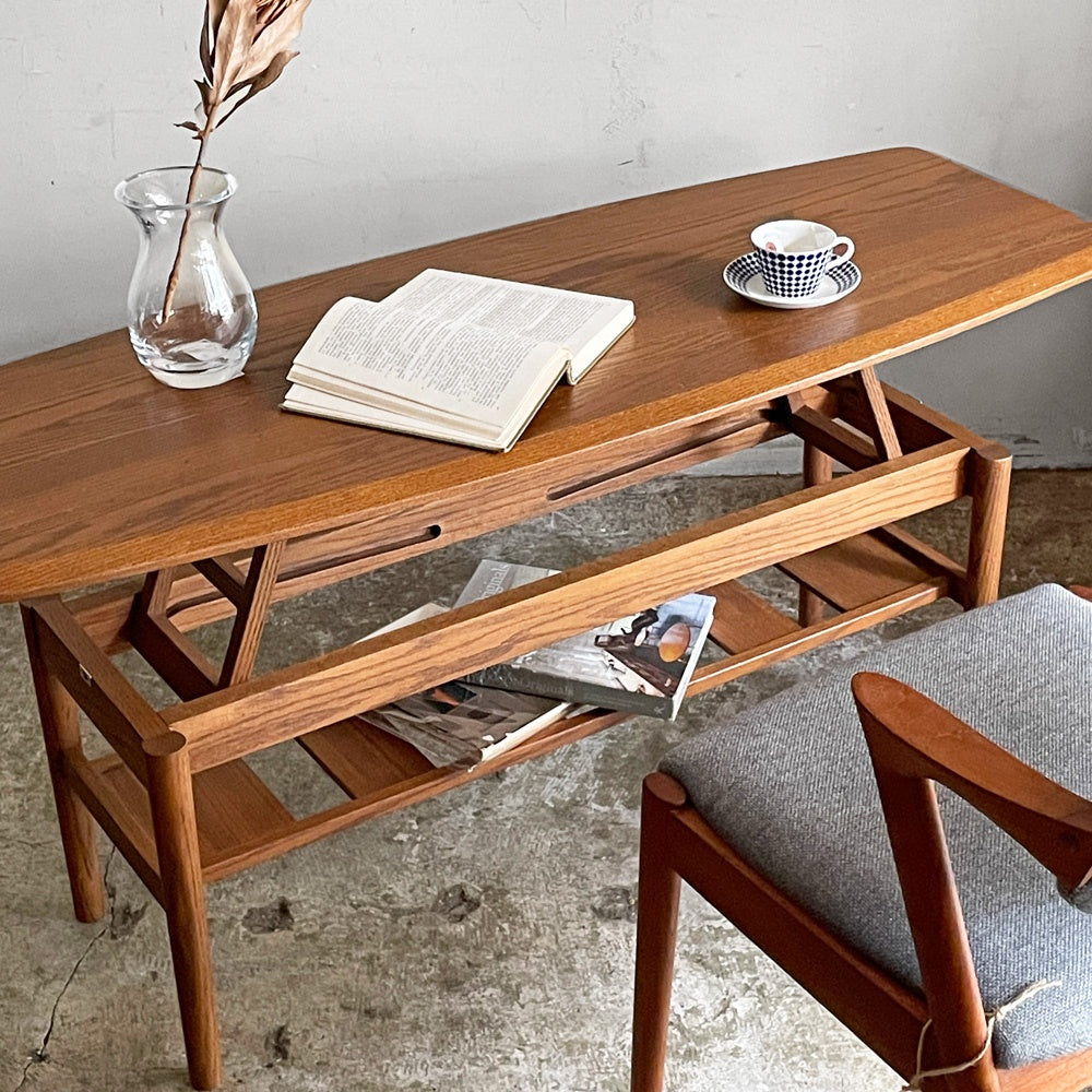 モモナチュラル Momo Natural リバーゲート RIVERGATE エレベーターテーブル センターテーブル オーク材 W125cm 北欧スタイル ■