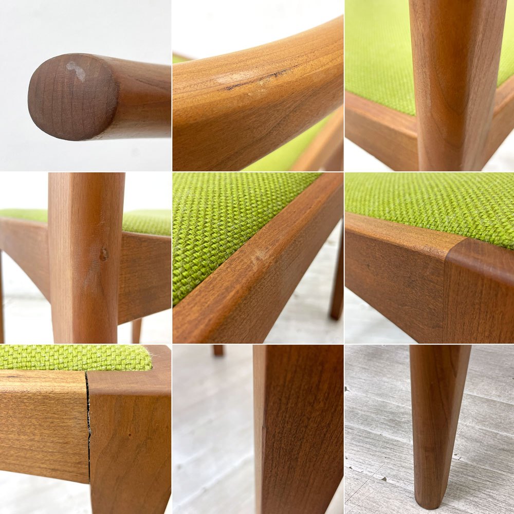 ウッドユーライクカンパニー WOOD YOU LIKE COMPANY アイチェア AI CHAIR アームチェア チェリー無垢材 ファブリック張替え済み ライトグリーン A ●