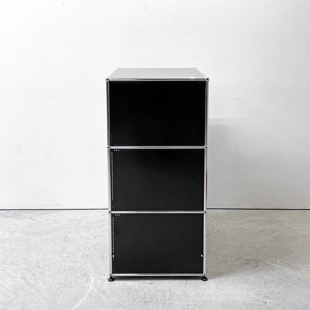 ユーエスエムハラー USMハラー USM Haller モジュラーファニチャー キャビネット シェルフ 1列3段 ドロップダウンドア×1 グラファイトブラック 鍵付き スイス モダン ●